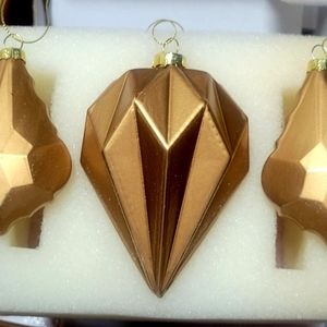 Lenox Gold Geometric 3pc Glass Ornament set